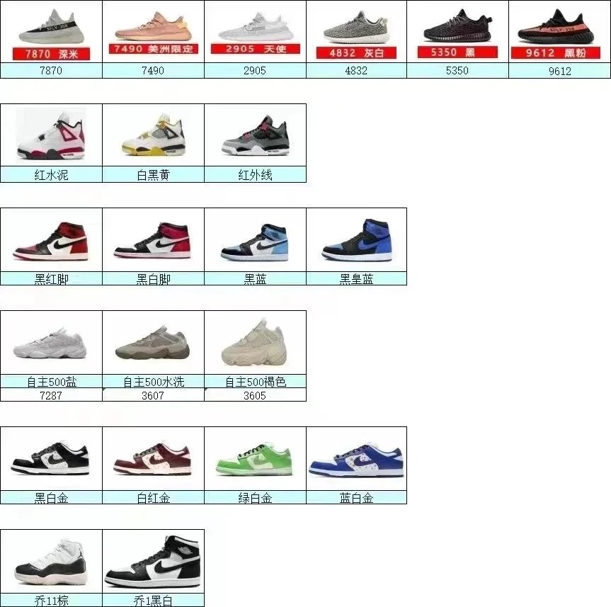 Jordan Adidas Yeezy 350 500 AJ1 shoes